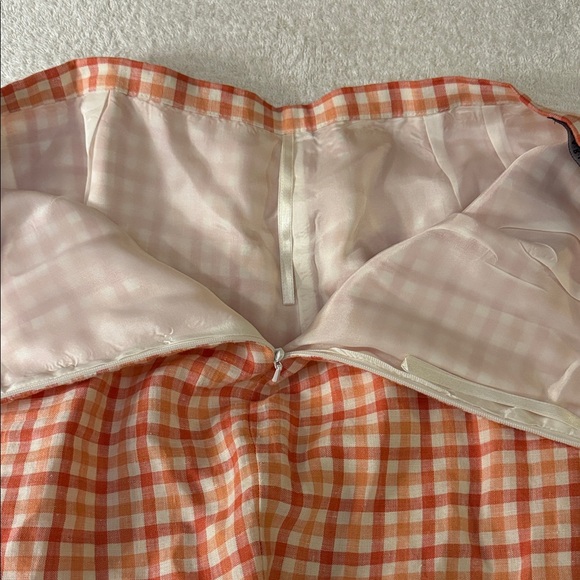 VTG Parisian Signature Linen Checkered Pants Lined Side Zip Flat Front Spring - Picture 3 of 8